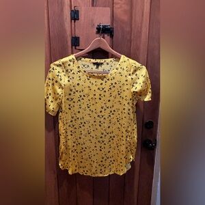 Banana Republic Gold Floral Short-Sleeve Women's Blouse